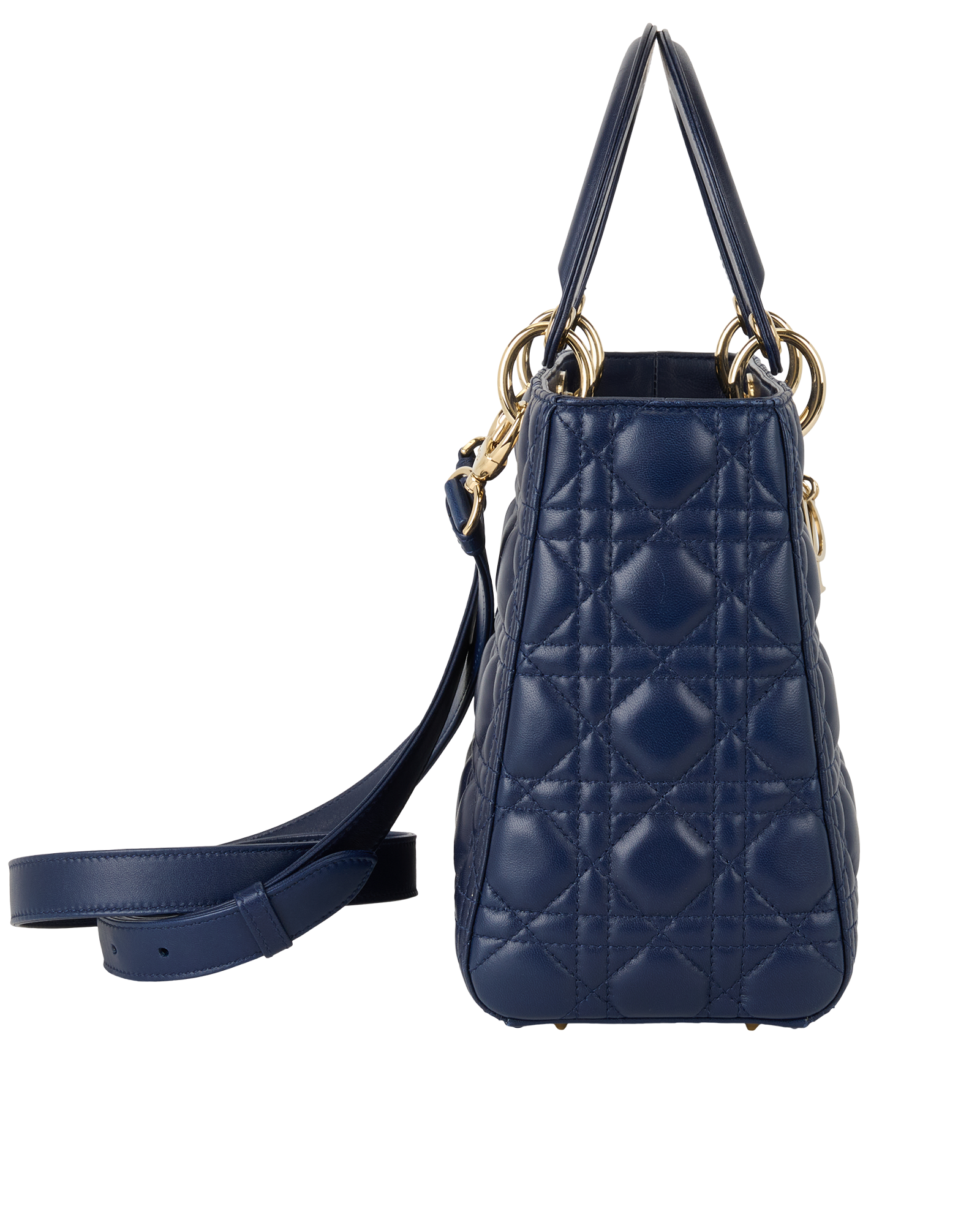 Medium Lady Dior, &pound;1,900, Handbags, Blue, Leather, Side view